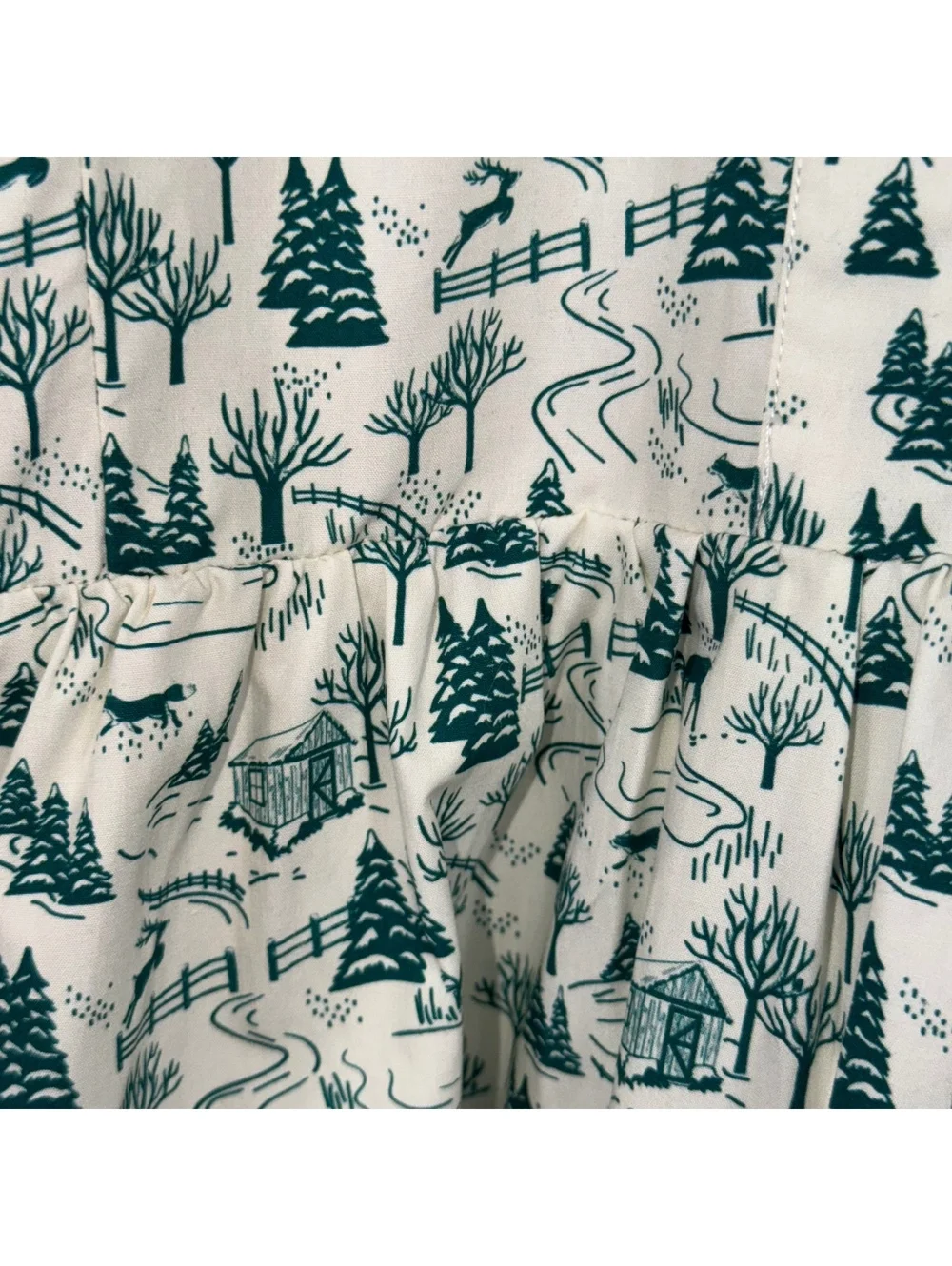 Shop the Mint Girls Size 8/10 Winter Toile Print Tiered Dress Green Ivory
